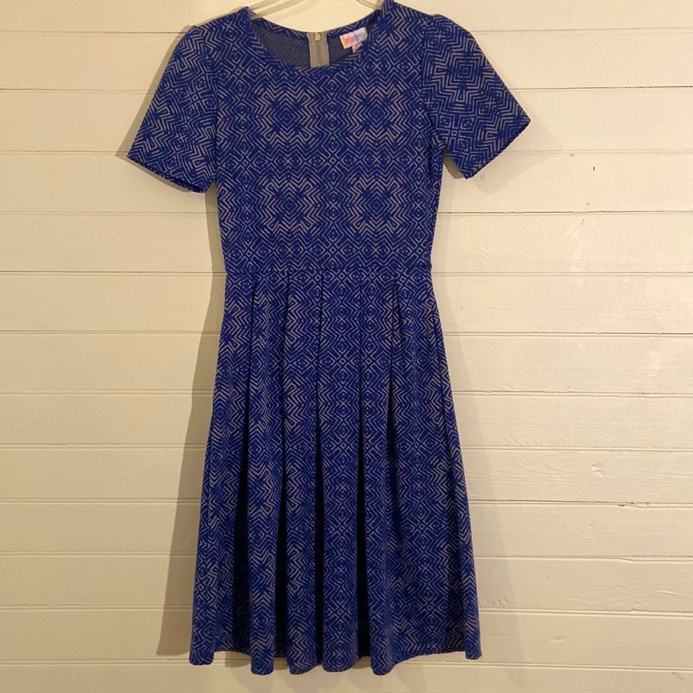 LulaRoe SMALL blue/gray dress with pockets